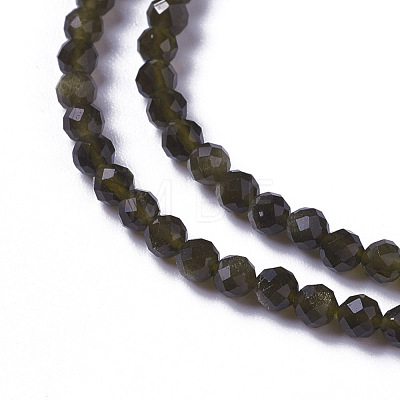 Natural Golden Sheen Obsidian Beads Strands G-F596-17-4mm-1