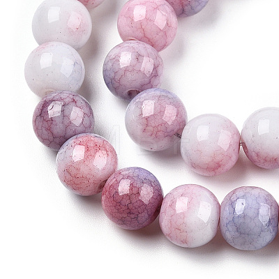 Opaque Crackle Glass Round Beads Strands GLAA-T031-10mm-01M-1