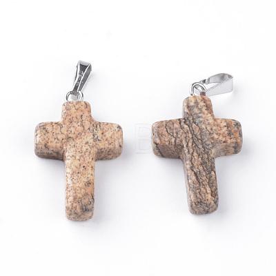Natural Picture Jasper Pendants G-J354-07-1