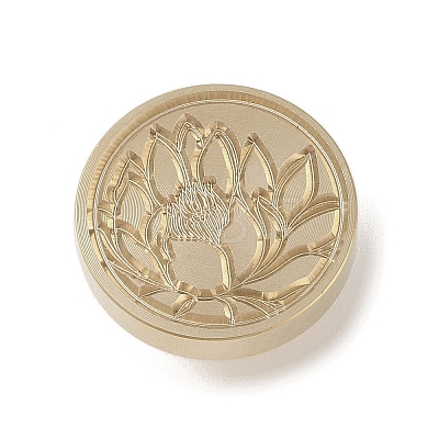 Golden Tone Wax Seal Brass Stamp Head DIY-B079-02G-02-1