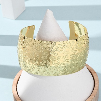 Hammered Brass Cuff Bangles for Women BJEW-A163-04A-G-1