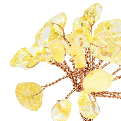 Natural Yellow Quartz Chip Pachira Glabra Display Decorations DJEW-K025-04F-1