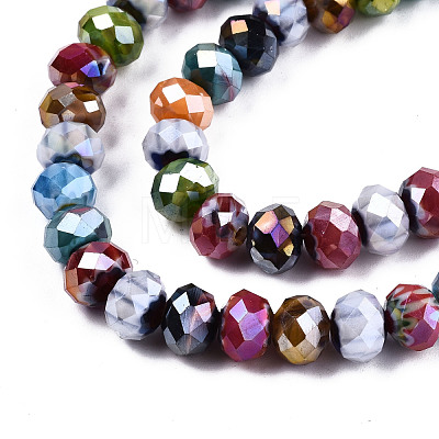 Faceted Handmade Millefiori Glass Beads Strands X-LK-T001-09-1