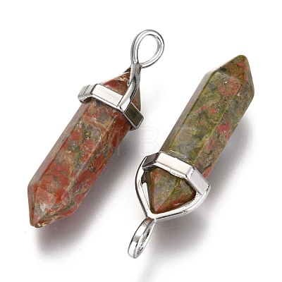 Natural Unakite Double Terminated Pointed Pendants G-F295-04B-1