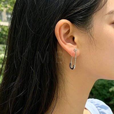 Tarnish Resistant 201 Stainless Steel Safety Pins Earrings STAS-S079-197P-1
