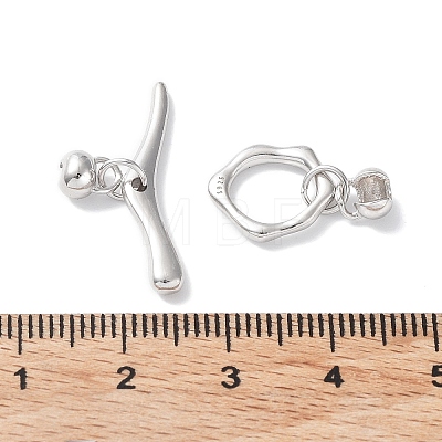 Rhodium Plated 925 Sterling Steel Toggle Clasps STER-P050-02P-1