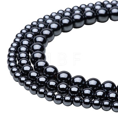 Round Non-magnetic Synthetic Hematite Beads Strands G-PH0012-6mm-1