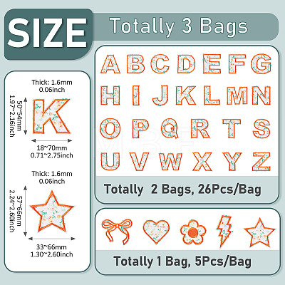 3 Bags Polyester Embroider Self-adhesion Thread Iron on/Sew On Patches PATC-TA0001-53-1