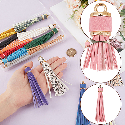 18Pcs PU Leather Tasserl Big Pendants FIND-CL0001-86-1