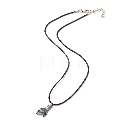 Rack Plating Alloy Hand Pendant Necklaces Sets NJEW-B081-12-1