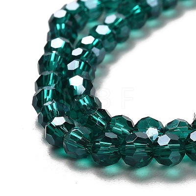 Faceted(32 Facets) Electroplate Glass Bead Strands X-EGLA-R015-4mm-13-1