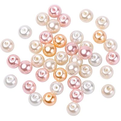 Barely Pink Mix Pearlized Glass Pearl Beads HY-PH0006-8mm-01-1
