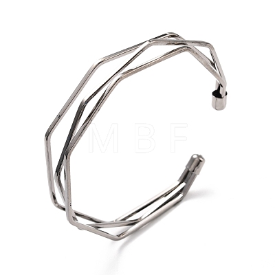 Triple Line Cuff Bangles BJEW-C010-01B-1