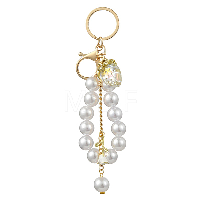 Acrylic & ABS Plastic Pearl Bead Keychains KEYC-YW00299-01-1