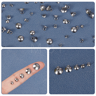 150Pcs 5 Styles 201 Stainless Steel Bead Cap Pendant Bails STAS-PA0001-05-1