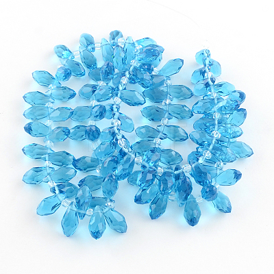 Faceted Teardrop Transparent Glass Bead Strands GLAA-R155-6x12-M-1