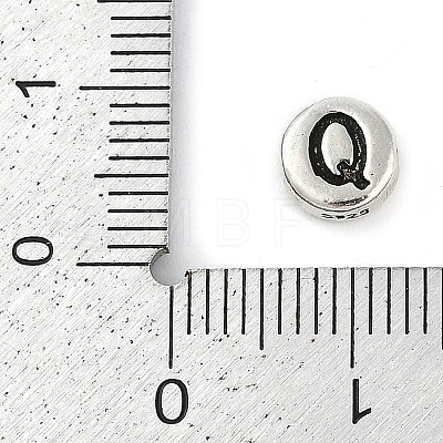 925 Sterling Silver Flat Round with Letter Beads STER-G044-01AS-Q-1