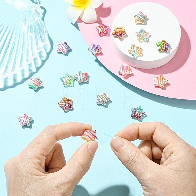 18Pcs 18 Colors Printed Resin Beads RESI-CJ0004-64-1