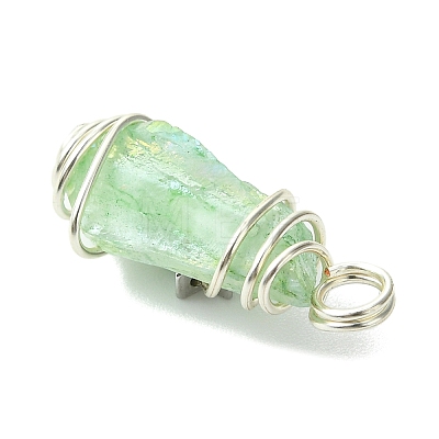 2Pcs Electroplated Natural Quartz Crystal Dyed Copper Wire Wrapped Pendants PALLOY-JF03172-02-1