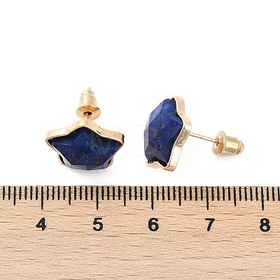 Natural Lapis Lazuli Stud Earrings EJEW-H153-01G-01-1