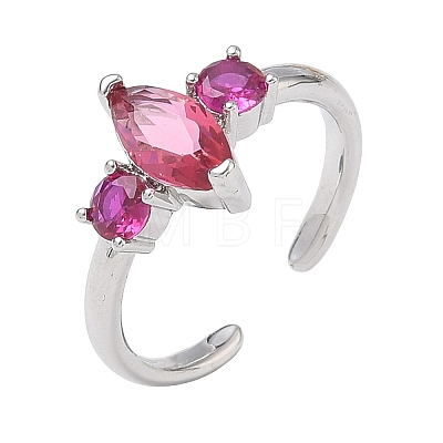 Brass Micro Pave Cubic Zirconia Cuff Open Rings for Women RJEW-L343-14P-01-1