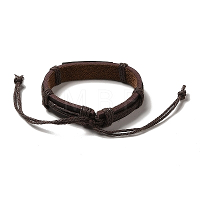 Alloy Rectangle with Cross Link Bracelet BJEW-C037-01B-1