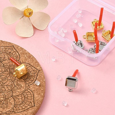 8Pcs 2 Color Rack Plating Alloy Square Stud Earring Findings FIND-YW0003-80-1