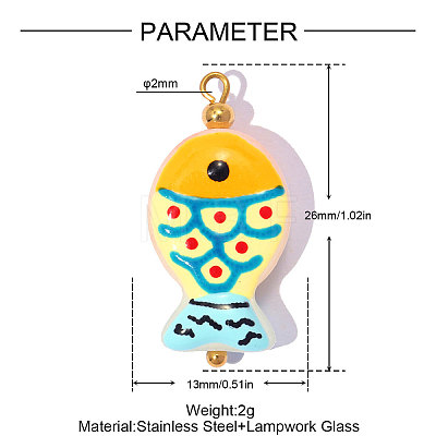 304 Stainless Steel with Glass Pendants GL-OY001-04G-01-1