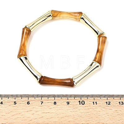 Plating Resin Beads Stretch Bracelets for Women BJEW-P374-02G-1