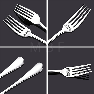 Globleland Word Pattern 304 Stainless Steel Fork AJEW-GL0001-17J-1