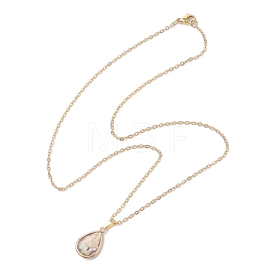 Natural Paua Shell Pendant Necklaces NJEW-JN05141-04-1