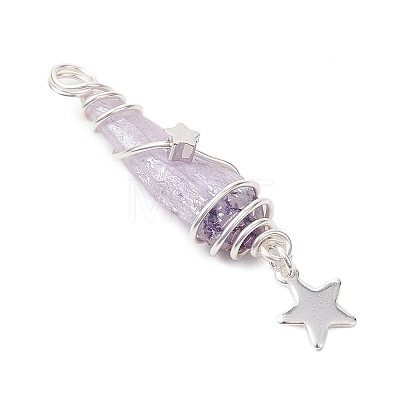 3Pcs 3 Styles Electroplated Natural Quartz Crystal Nuggets Copper Wire Wrapped Pendants PALLOY-JF03128-02-1