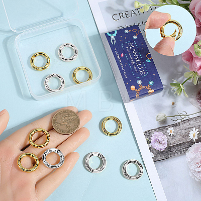 12Pcs 2 Colors Brass Spring Gate Rings KK-SC0008-03-1