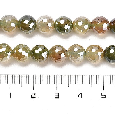 Electroplated Natural Agate Round Beads Strands G-L598-A01-02A-1