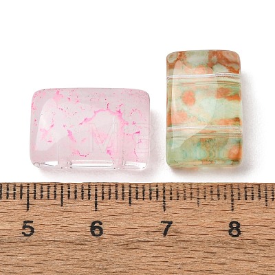 2-Hole Baking Paint Transparent Glass Beads GL-CBA5BF9-01-1