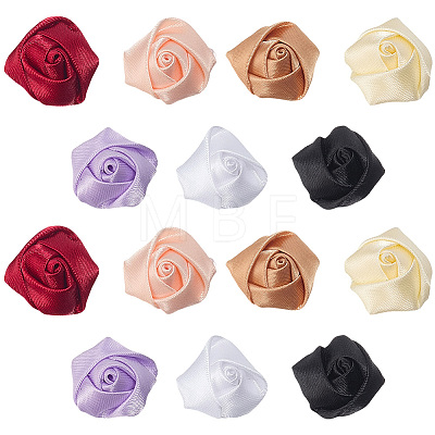 70Pcs 7 Colors Polyester Rose Flower Ornament Accessories DIY-GF0013-42-1