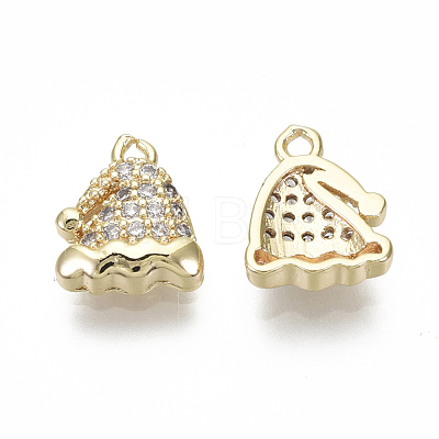 Brass Micro Pave Clear Cubic Zirconia Charms KK-S348-528-NF-1