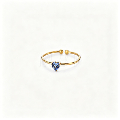 Adjustable Birthstone 304 Stainless Steel Micro Pave Cubic Zirconia Cuff Open Rings WGB2F1D-09-1