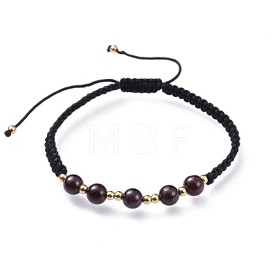 Adjustable Natural Gemstone Braided Bead Bracelets BJEW-JB04599-1