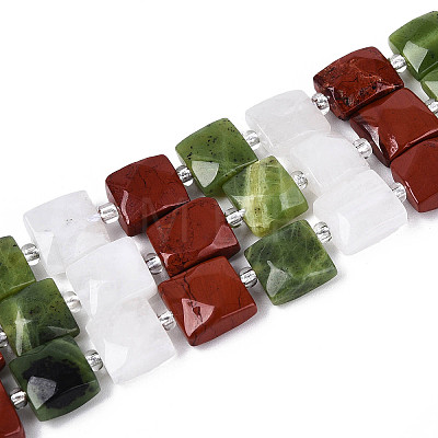 Natural Canada Jade & Red Jasper & Rainbow Moonstone Beads Strands G-T144-18A-01-1