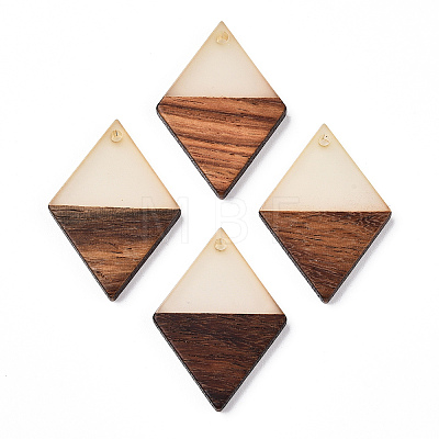 Walnut Wood & Luminous Glow in the Dark Resin Pendants RESI-N039-76-1