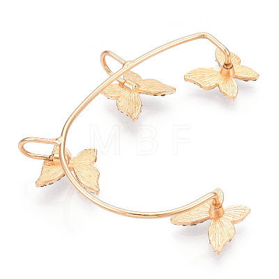 Butterfly Crystal Rhinestone Cuff Earrings for Girl Women Gift EJEW-F275-02B-G-1