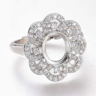 Adjustable Brass Micro Pave Clear Cubic Zirconia Finger Ring Components ZIRC-I049-14-1