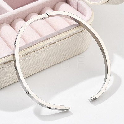 304 Stainless Steel Rhinestone Bangles for Women BJEW-Z092-05P-1