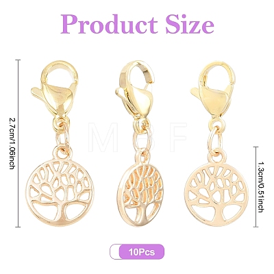 10Pcs Brass & ABS Plastic Imitation Pearl Pendant Decorations HJEW-YW00399-1