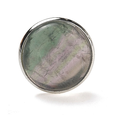 Natural Fluorite Round Adjustable Rings RJEW-K371-09S-22-1