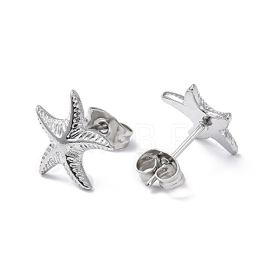 Non-Tarnish 304 Stainless Steel Starfish Stud Earrings for Women EJEW-I285-06P-1