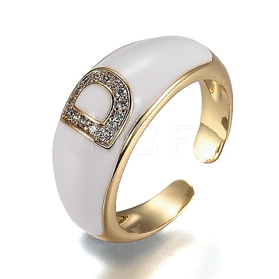 Brass Micro Pave Clear Cubic Zirconia Cuff Rings RJEW-H538-03G-D-1