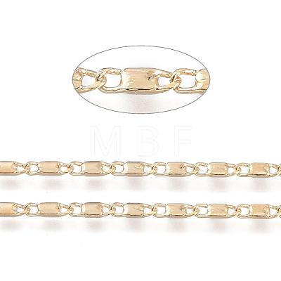 Real 18K Gold Plated Brass Bar Link Chains CHC-R126-08G-1