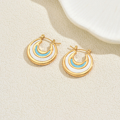 Moon Stainless Steel Hoop Earrings JD2482-1-1